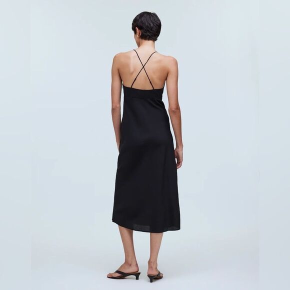 Madewell The Layton Midi Slip Dress Size 10 in True Black NWT - Picture 4 of 8